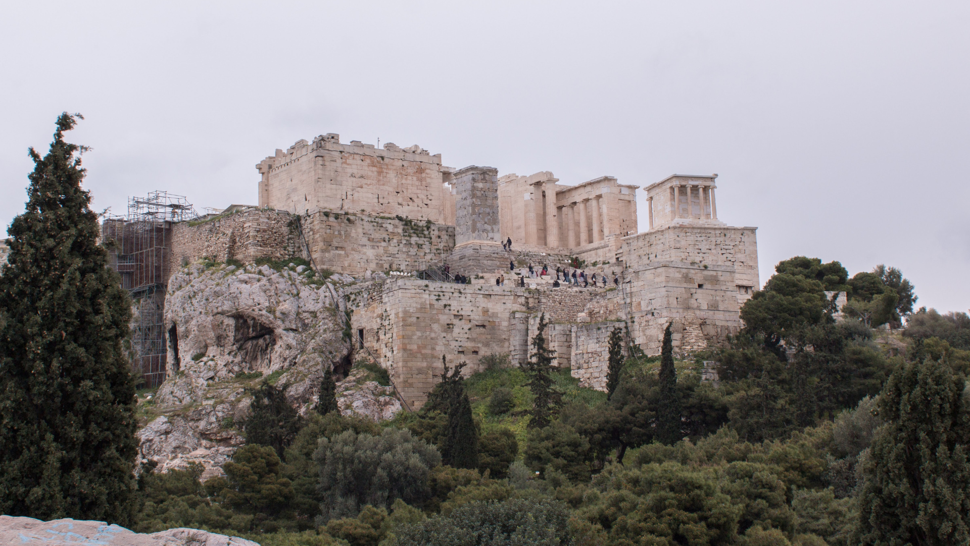 The Acropolis of Athens on a cloudy day