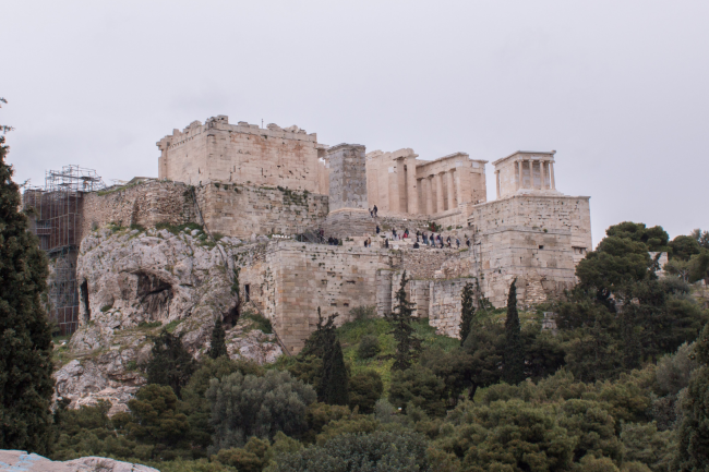 The Acropolis of Athens on a cloudy day