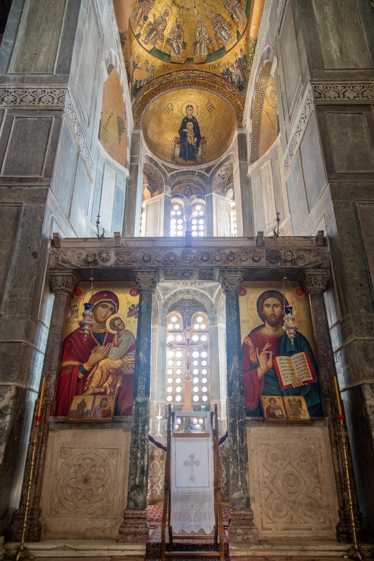 The inside of the Monastery of Hosios Loukas