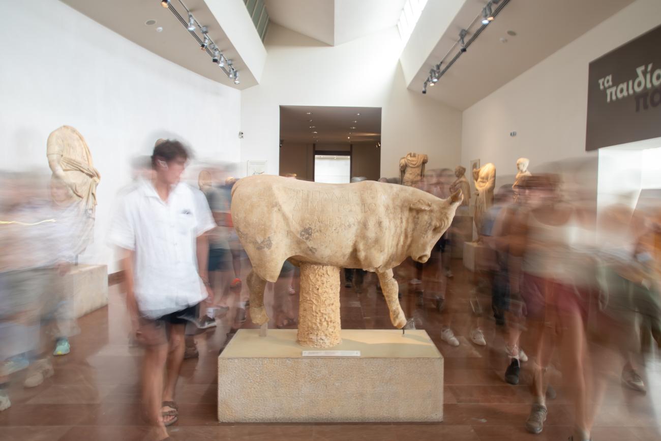 Statue of a bull at the Archaeological Museum of Olympia