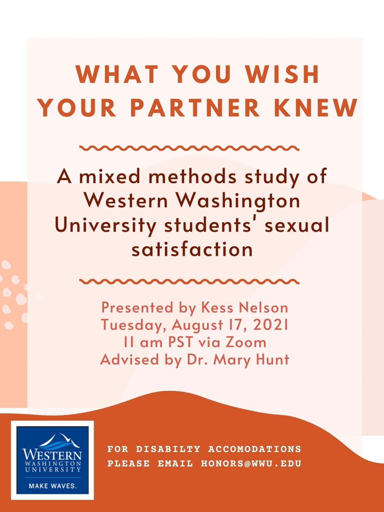 What You Wish Your Partner Knew: A mixed methods study of Western Washington University students' sexual satisfaction