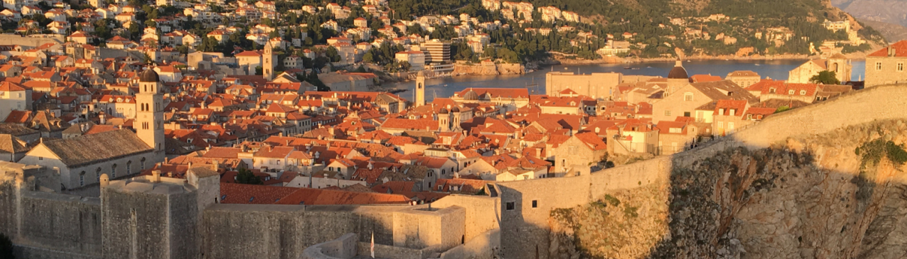 Aerial perspective of Dubrovnik, Croatia 